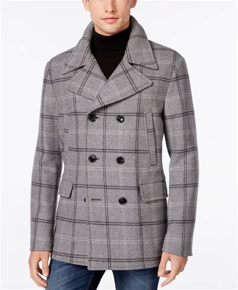 michael kors peacoat men singel breasted|Wool Blend Peacoat .